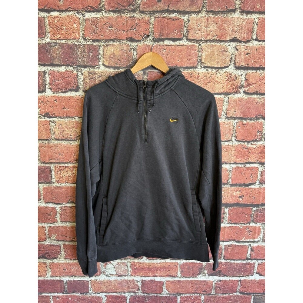 Y2K Nike SB 1/4 Zip Black Pullover Hooded Sweatshirt Size Large Dri-Fit